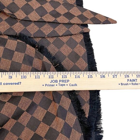 Judith March Checkered Plaid Wrap Mini Skirt Small Woven Fringe Brown Preppy - Picture 7 of 10